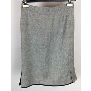 Caractere Wool Skirt Tailored Pencil Skirt With Slit Size 6 Grey Designer Italy